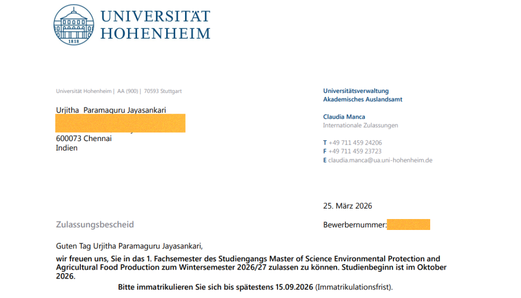 M.Sc Environmental Protection and Agricultural Food Production